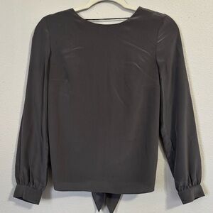 Lavender Brown Grey Long-Sleeve Crewneck Blouse